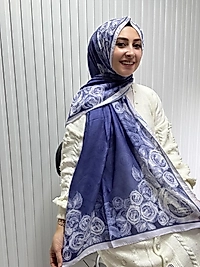 Siyane Desenli Pamuklu Şal
