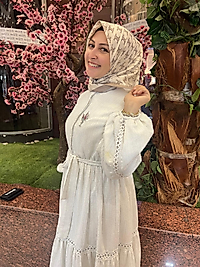 Celine Desen Vual İpek Eşarp (Sütlü Kahve)